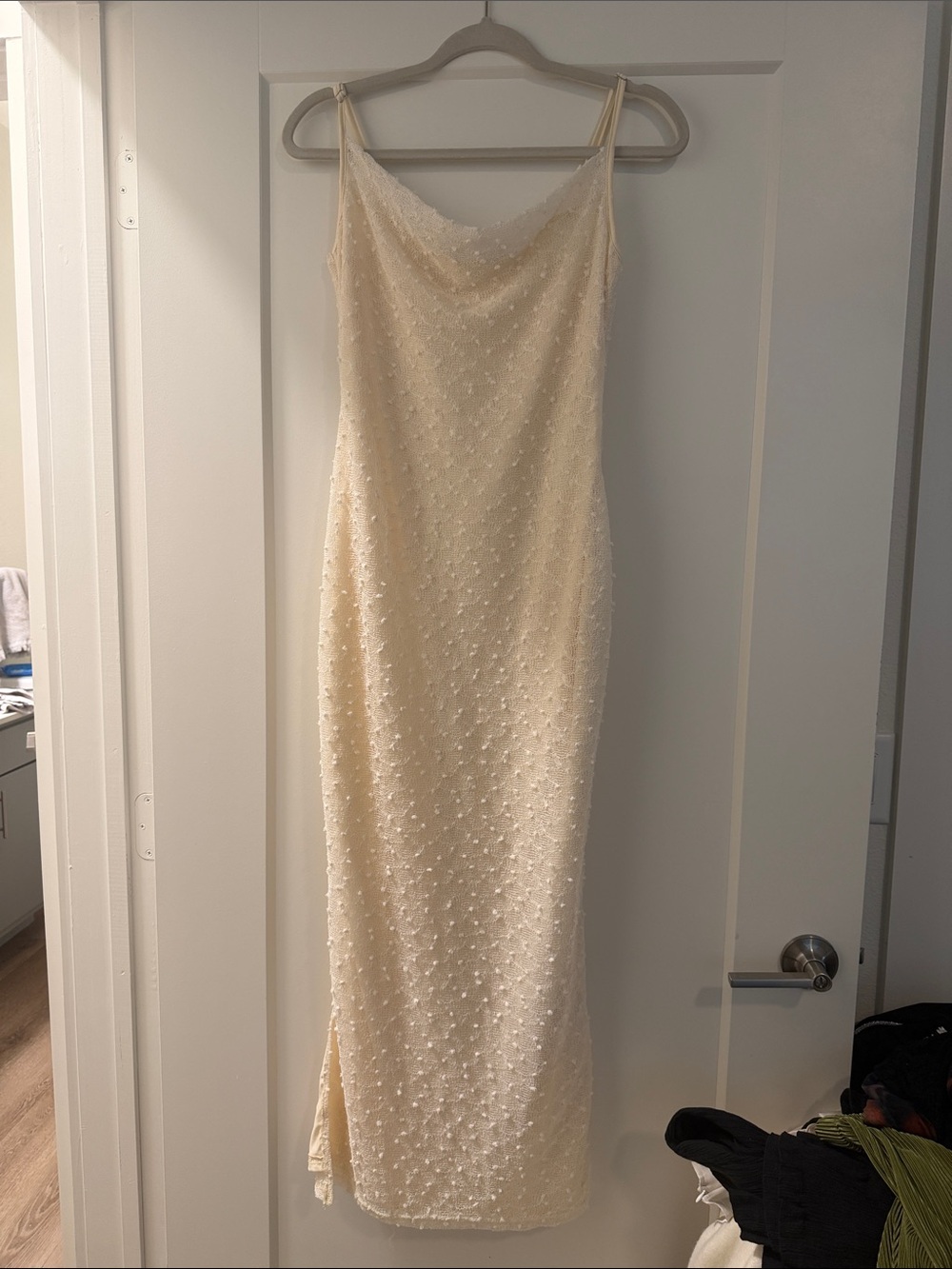 Elegant Cream knit Slip Dress